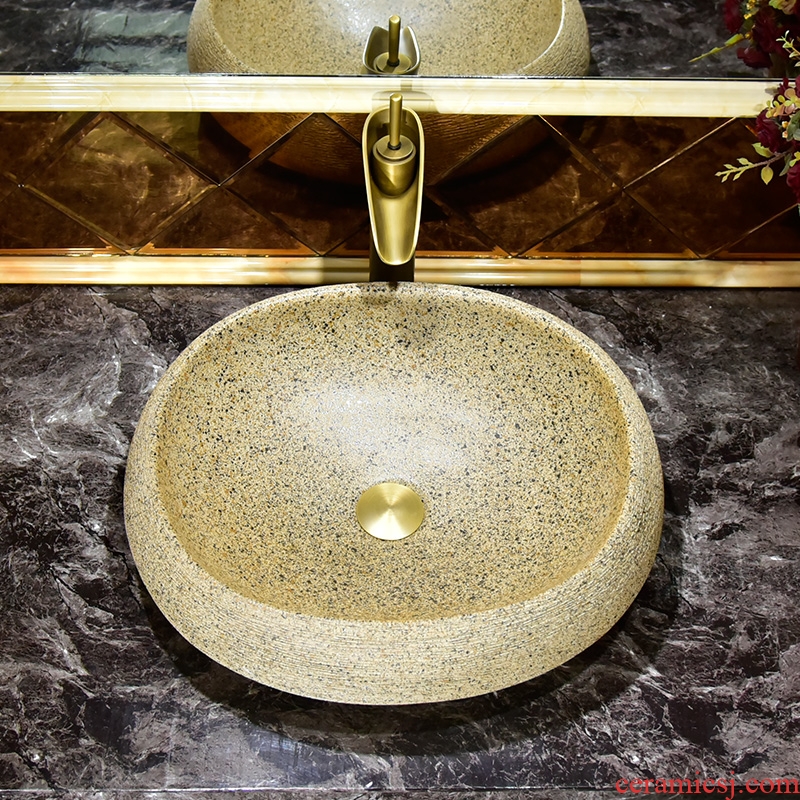 On the ceramic basin bathroom toilet wash one round face basin European art lavatory basin of household