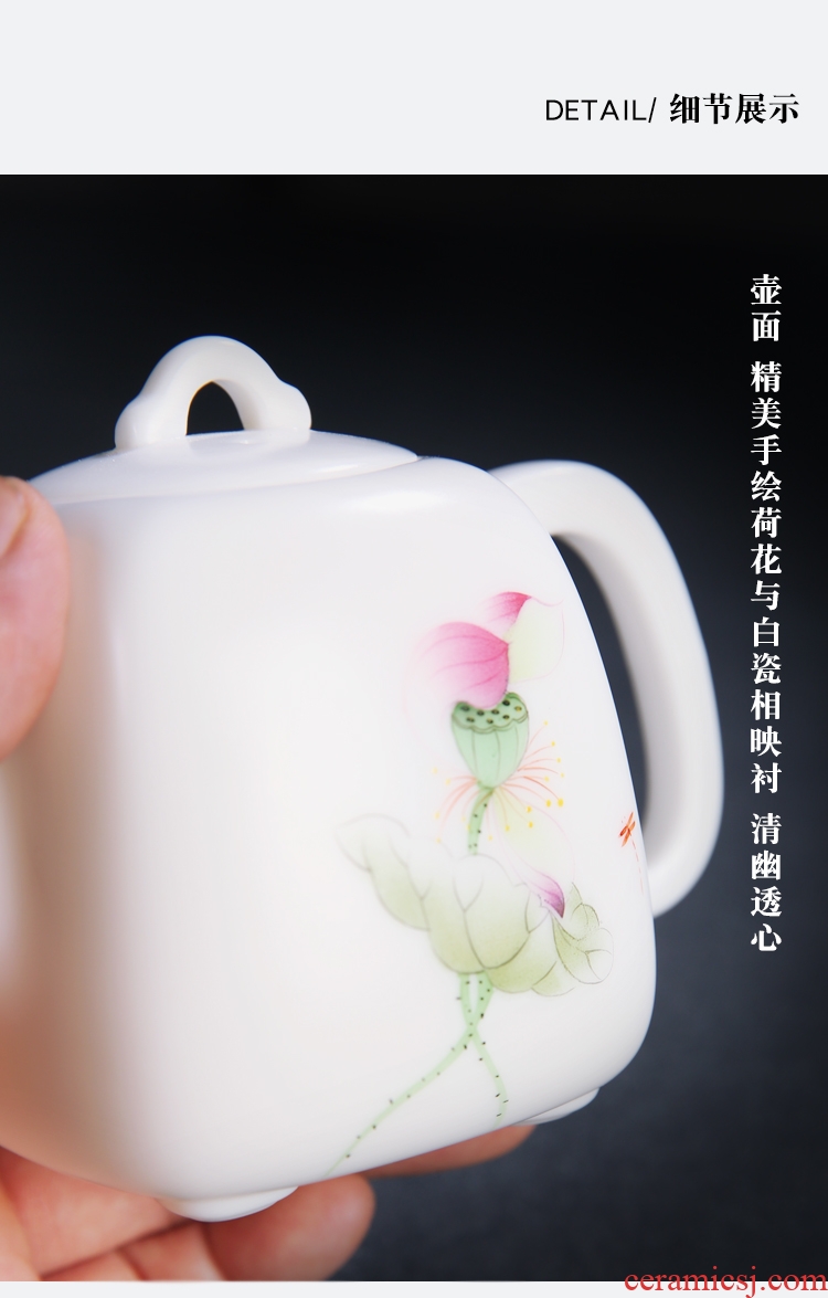 The Product dehua porcelain remit jade built four white porcelain teapot hand - made lotus penghu - glance home office ceramic teapot tea sets