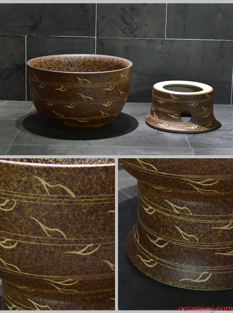 Jingdezhen ceramic mop pool petals line art restoring ancient ways household balcony toilet archaize easy mop pool
