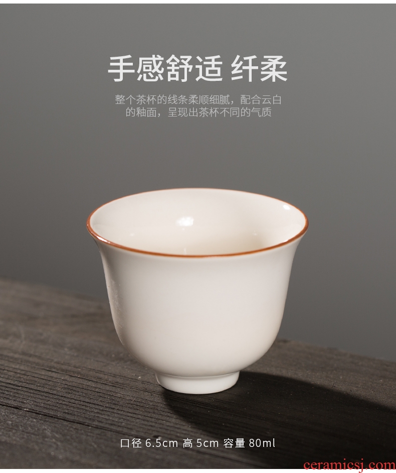Japanese small ceramic cups domestic tea cup sample tea cup of pure white hat cup master cup kung fu tea set