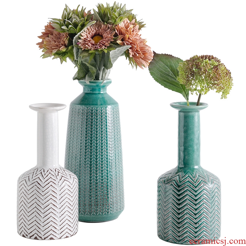 American ceramic vase Nordic modern household living room TV cabinet table flower arranging flowers adornment furnishing articles