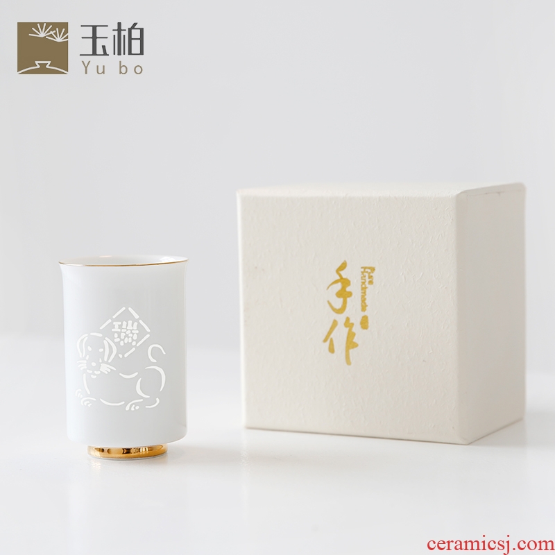Jade cypress jingdezhen and exquisite ceramic office cup of water glass cup kung fu tea cups in hand sample tea cup cup