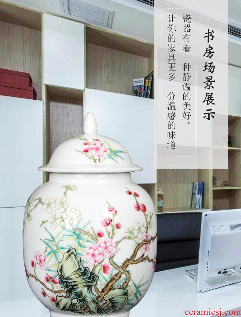 Jingdezhen ceramics furnishing articles storage tank imitation the qing yongzheng powder enamel handicraft furnishing articles caddy fixings collection