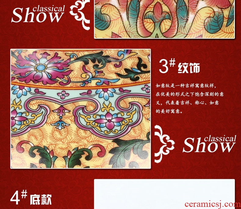 Jingdezhen ceramics archaize Kowloon enamel vase handicraft furnishing articles of Chinese style household decoration
