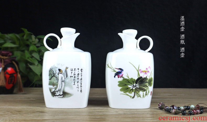 Jingdezhen ceramic temperature wine pot 1 catty ceramic bottle heating hip warm wine bottle of 500 ml wine to elders