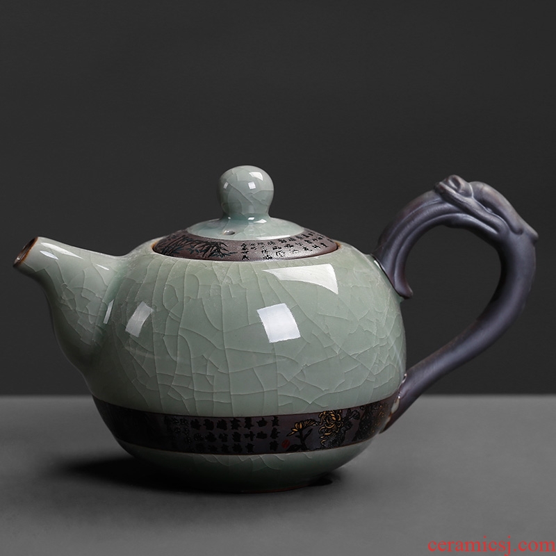 Kung fu tea set one elder brother up with little teapot with ceramic ice to crack the single pot with black tea tieguanyin tea is large