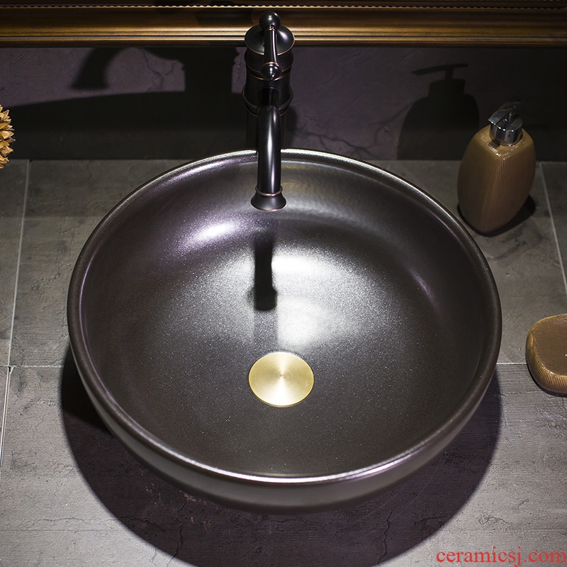 Black stage basin art antique metal glaze ceramic lavabo lavatory toilet wash basin