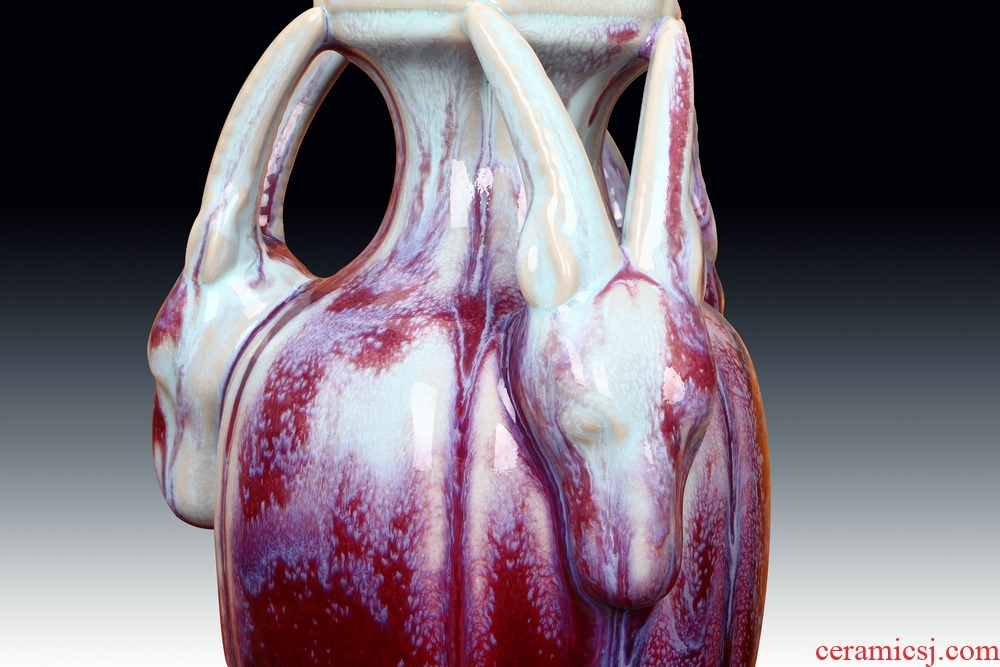 Jingdezhen ceramic vase archaize of jun porcelain up modern Chinese style decoration crafts are three Yang kaitai vase
