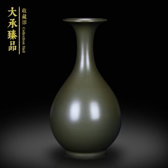 Antique Chinese style classical jingdezhen ceramics glaze vase at the end of the lotus leaf trumpet rich ancient frame mesa household decoration