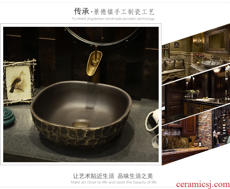 New Chinese style imitation stone art ceramic toilet stage basin square basin sink basin water basin washing a face