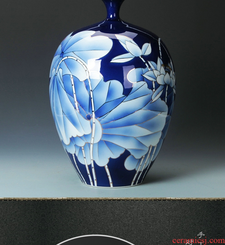 Jingdezhen ceramics the see colour blue and white porcelain vase fashion rural wind lotus flower vase contracted style furnishing articles