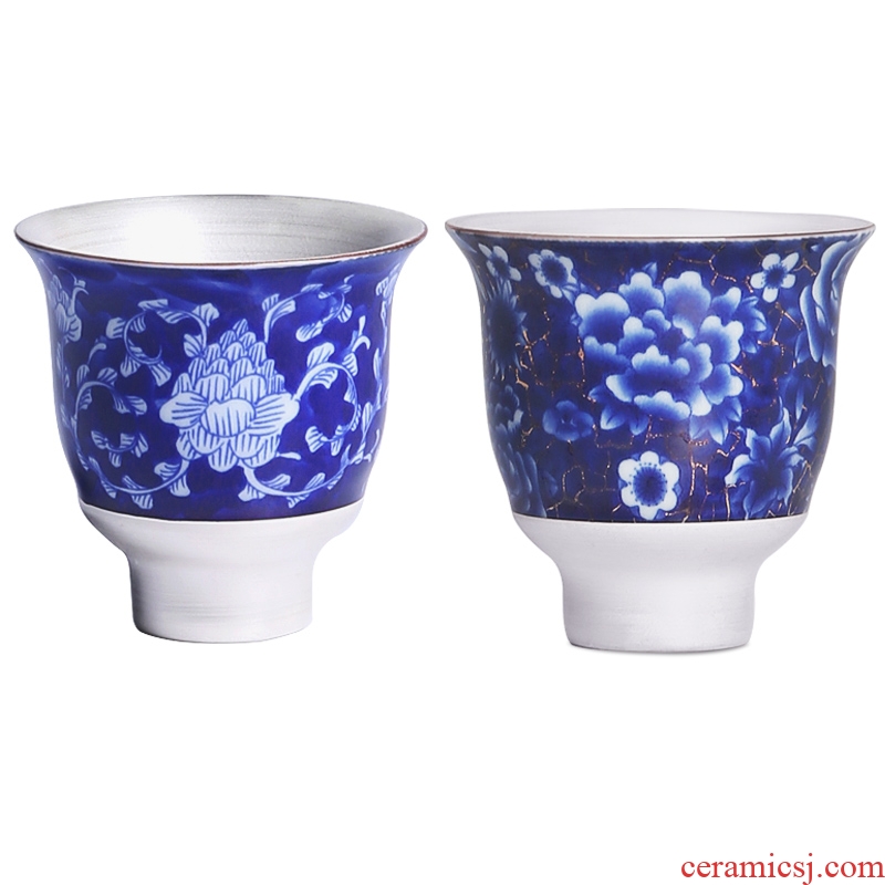 The Product of jingdezhen porcelain remit ji blue glaze tasted silver gilding ceramic cup warm hand cup sample tea cup individual CPU master CPU