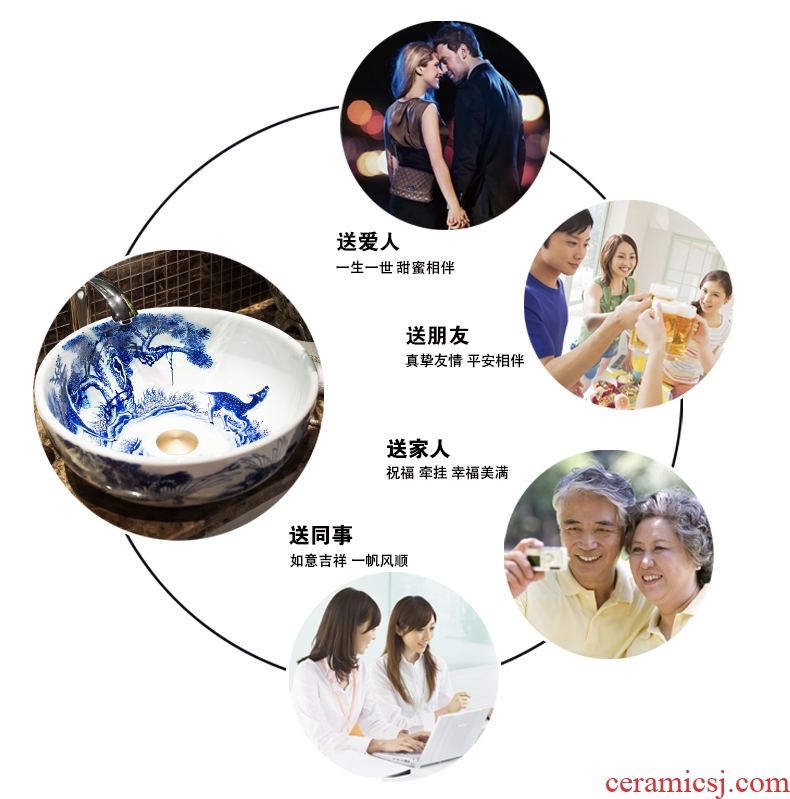 The New Chinese blue and white porcelain lavatory toilet lavabo art stage basin household circular water basin