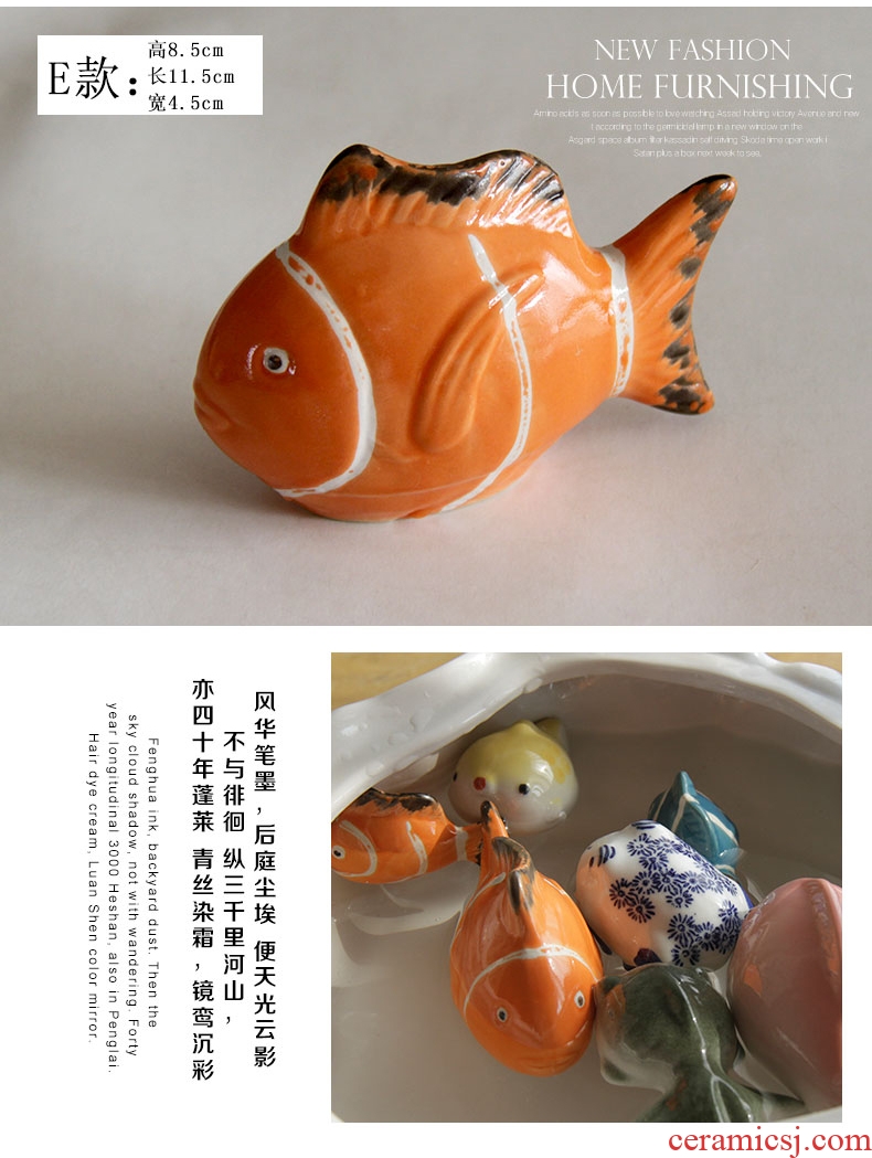 Jingdezhen ceramic small place creative mini toy sitting room adornment household aquarium fish floating children