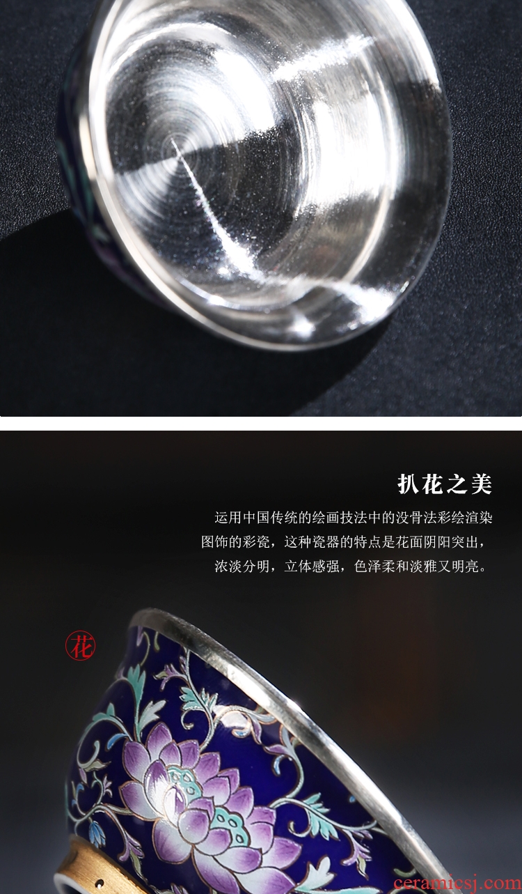 The Product porcelain send fine silver package porcelain single CPU excessive penetration porcelain silvering master cup colored enamel, grilled ceramic kung fu tea tea