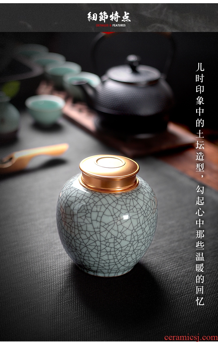 Longquan celadon seal caddy fixings ceramic portable household receives large tea pu 'er tea POTS, POTS