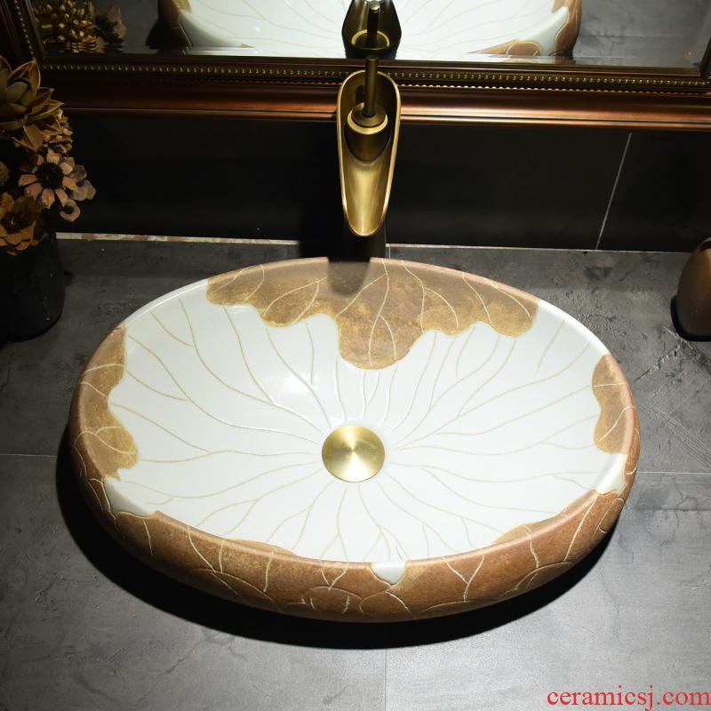 Jingdezhen stage basin sinks ceramic lavabo elliptic toilet household art basin to wash gargle