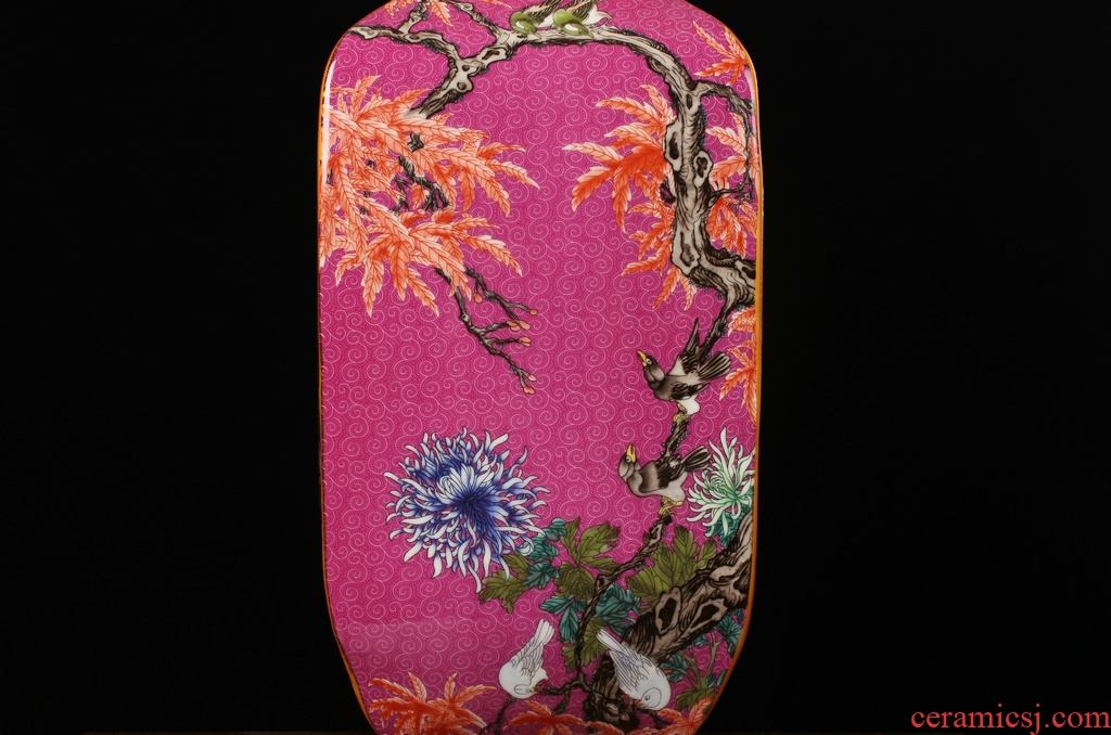 Jingdezhen ceramics enamel vase pastel colored antique furnishing articles peony flower landscape Chinese art deco