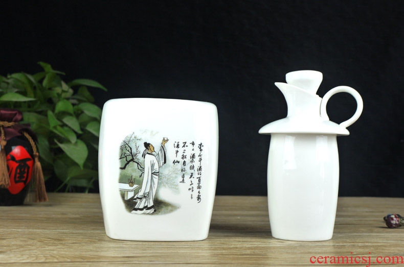 Jingdezhen ceramic temperature wine pot 1 catty ceramic bottle heating hip warm wine bottle of 500 ml wine to elders