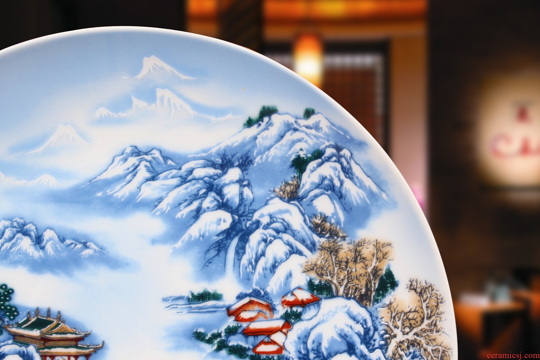 Jingdezhen ceramics powder enamel snow faceplate hang dish of rural household decoration decoration decoration plate