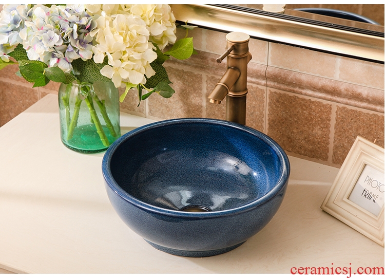 The sink single basin type ceramic art basin bowl round on The mini small size 35 cm30cm small home