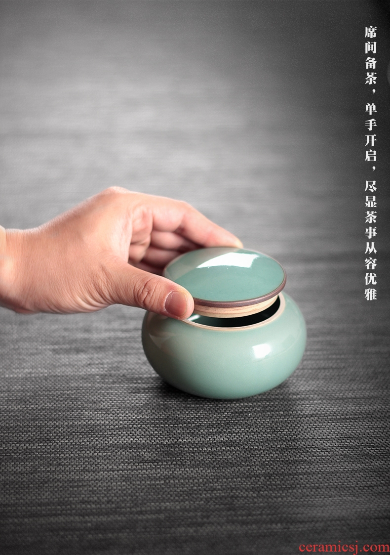 Ceramic tea pot seal storage tanks longquan celadon small portable tea caddy fixings household Ceramic POTS