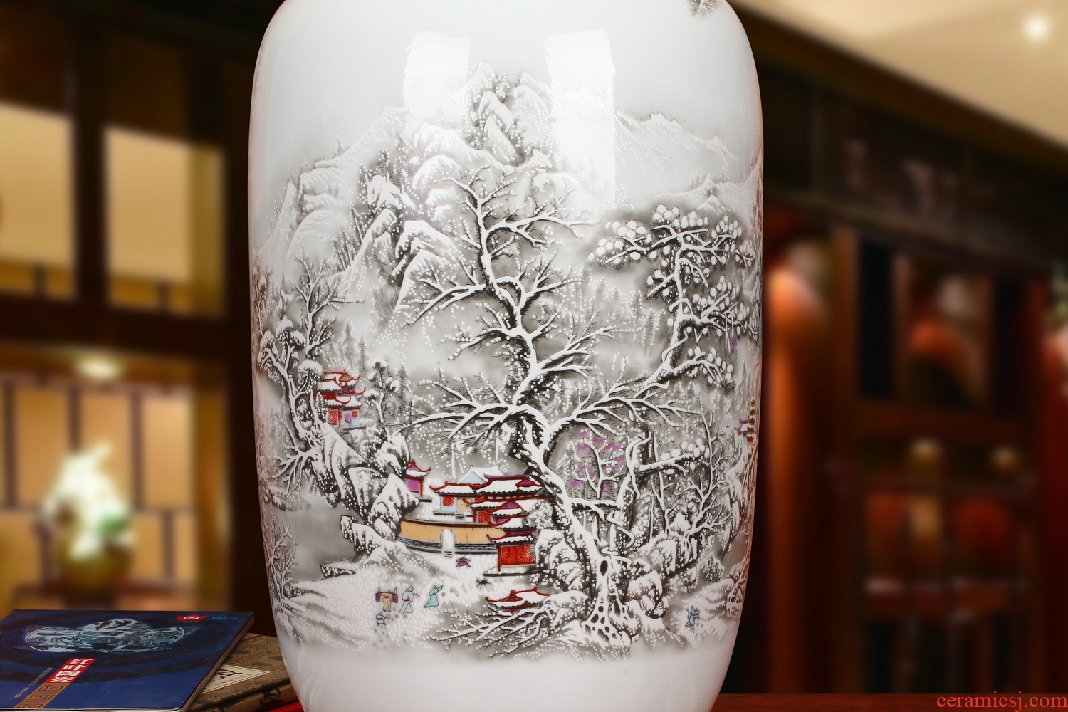 Jingdezhen ceramics powder enamel khe sanh Snow White gourd scene of large vases, modern Chinese style household furnishing articles