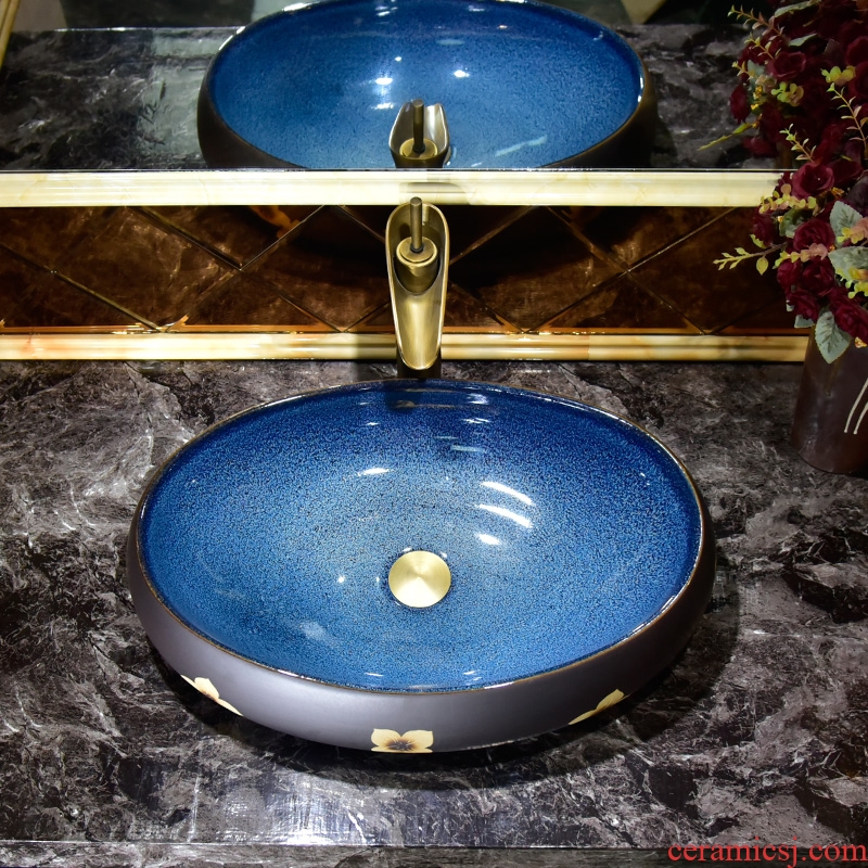 On the ceramic basin to European oval art basin bathroom sink basin sinks household balcony
