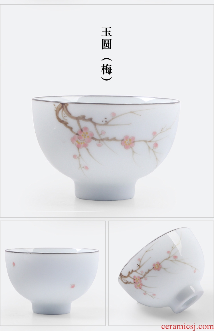 The Product porcelain remit dehua white porcelain jade round cup single ceramic tea cup sample tea cup personal master cup by hand