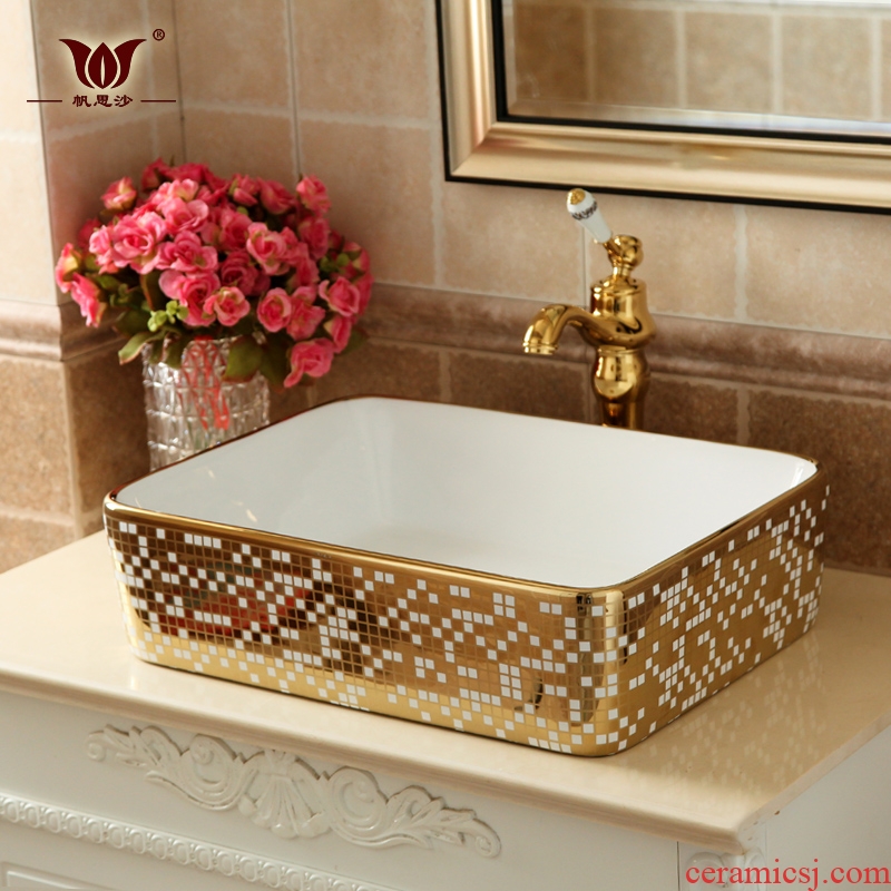European square toilet basin on the ceramic bowl golden creative art basin sink sink pools