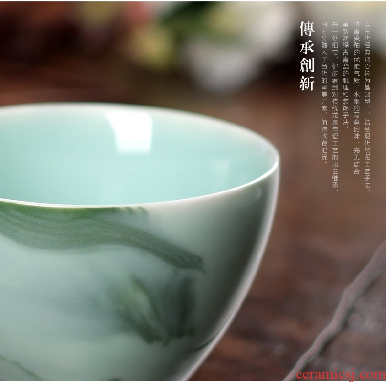 Longquan celadon ceramic masters cup kung fu tea cups sample tea cup ink cup individual household kung fu tea cups