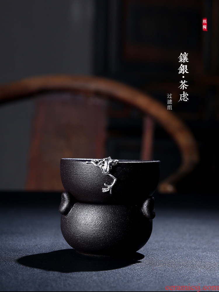 Porcelain sink coarse pottery with silver tea set operation manual silver) ceramic tea filters gift kung fu tea