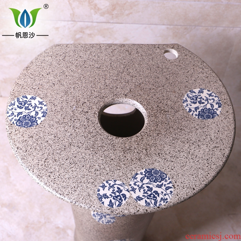 Basin of pillar type lavatory ceramic pillar lavabo one balcony floor type Chinese is suing garden for wash Basin
