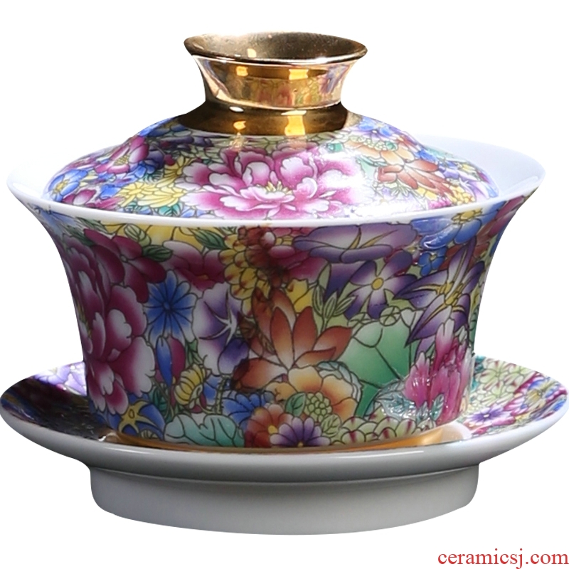 The Product of jingdezhen porcelain remit colored enamel see kung fu tea tea for tea tureen carpet of only three bowls