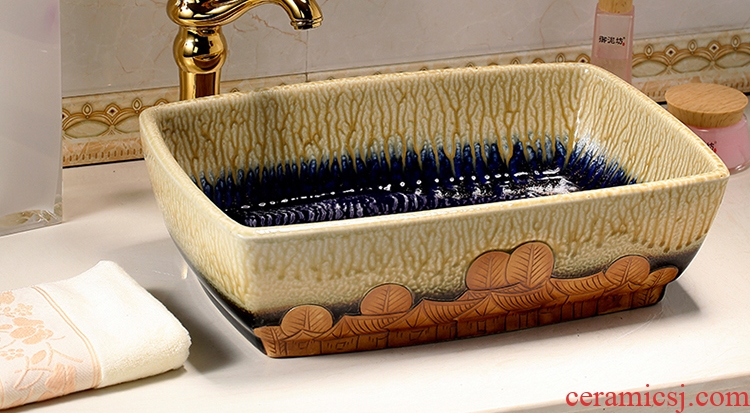 A Rectangle on the ceramic basin sink sink to wash face basin bathroom art antique plate of restoring ancient ways