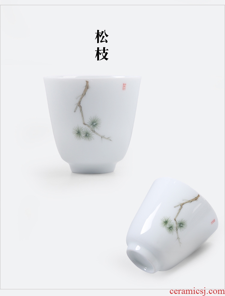 The Product porcelain sink dehua white porcelain ceramic art hand - made fragrance - smelling cup flowers and the plants pure and fresh tea cup manual sample tea cup