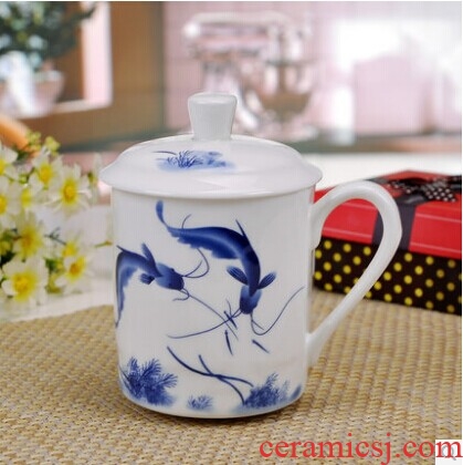 Jingdezhen ceramic cups ipads porcelain cup with cover office cup household individual cups cup 500 ml water