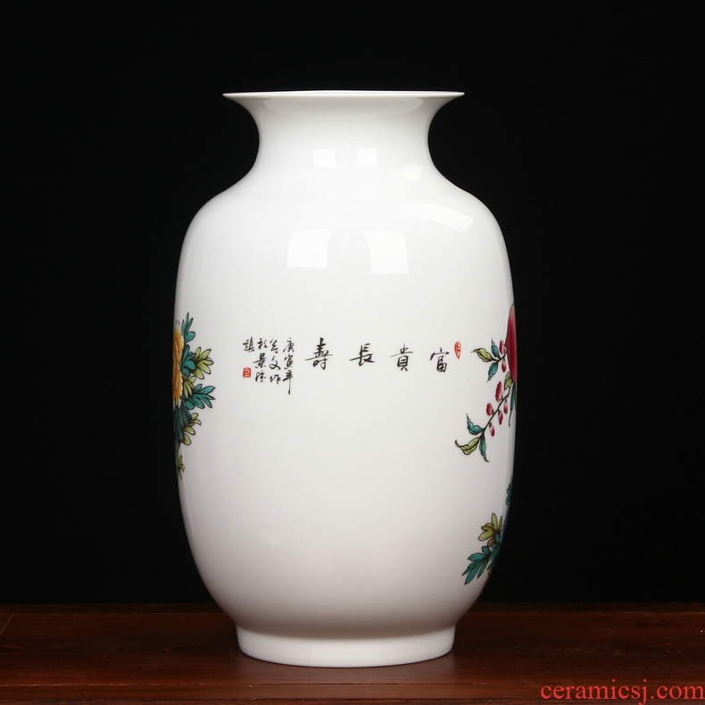 Chinese style of the ancients of jingdezhen ceramics pastel peach flower vase sitting room adornment handicraft furnishing articles study