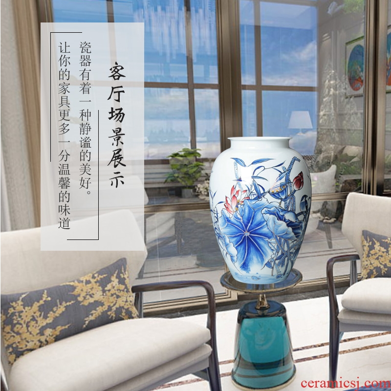Jingdezhen ceramics vase modern rural style household adornment is placed the see colour blue and white porcelain lotus the qing dynasty vase
