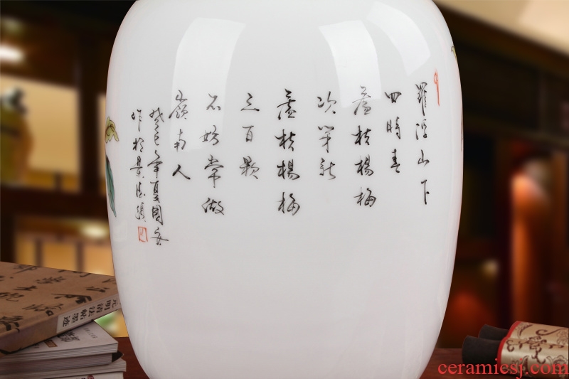 Famous Xia Guoan high - grade gift porcelain vase hand - made works of jingdezhen ceramics powder enamel litchi east gourd bottle