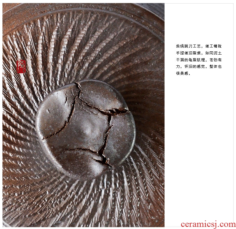 Tao fan firewood manual earthenware old caddy fixings tea POTS jump knife box Japanese ceramic seal pot
