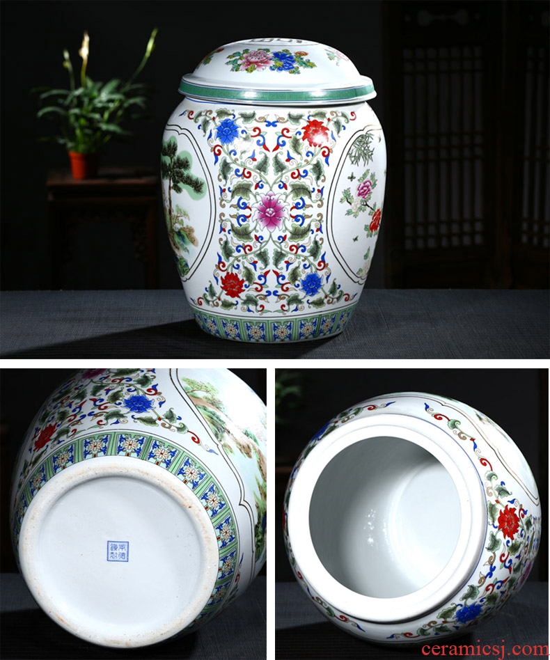 Jingdezhen ceramic urn burial articles large double cover ceramic cinerary urn burial removal tank of ashes