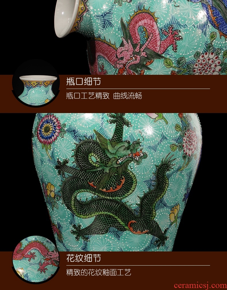 Jingdezhen ceramics vase archaize enamel pastel color green glaze wulong vase classical decorative hand - made furnishing articles