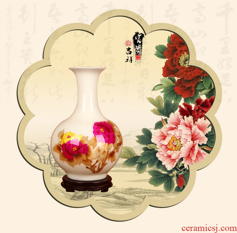 Jingdezhen ceramics white straw vase peony riches and honour contracted and I and fashionable household crafts