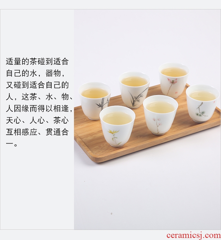 The Product porcelain sink dehua white porcelain ceramic art hand - made fragrance - smelling cup flowers and the plants pure and fresh tea cup manual sample tea cup