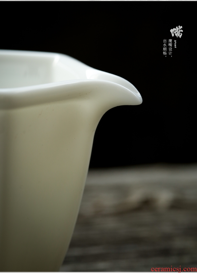 JiaXin dehua white porcelain hexagonal tea tea tea accessories ceramics points tea tea fair keller