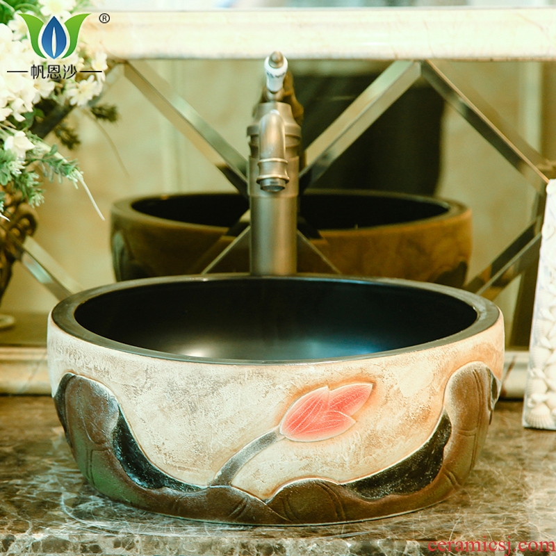 The stage basin of Chinese style ceramic restoring ancient ways round The lavatory toilet lavatory basin basin sink The stage