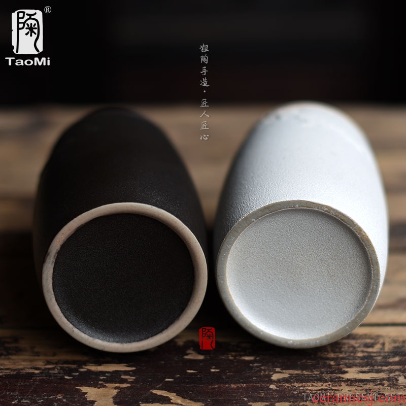 Tao fan coarse pottery caddy fixings ceramic large black tea tieguanyin tea accessories guest - the greeting pine bottle seal storage tanks