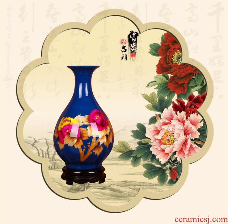 Jingdezhen ceramics straw peony riches and honour okho spring vase modern household crafts collection