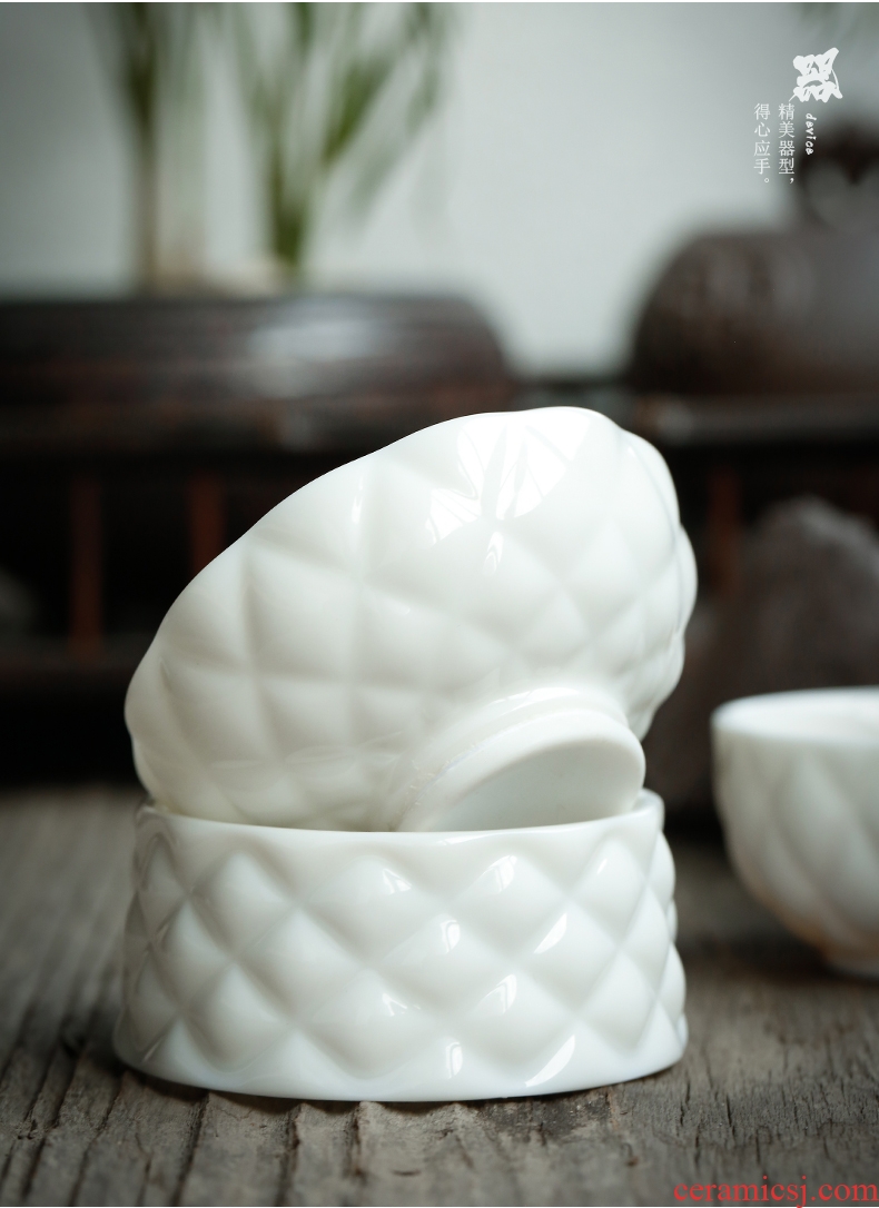 Jade JiaXin dehua porcelain pineapple) tea filter, ceramic tea set filter white porcelain mesh tea strainer